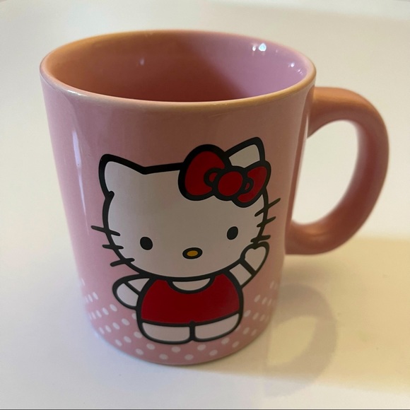 SOLD!!! Hello Kitty Mug for Coffee Tea Cute two-sided Sanrio Pink Drinkware - Picture 1 of 11